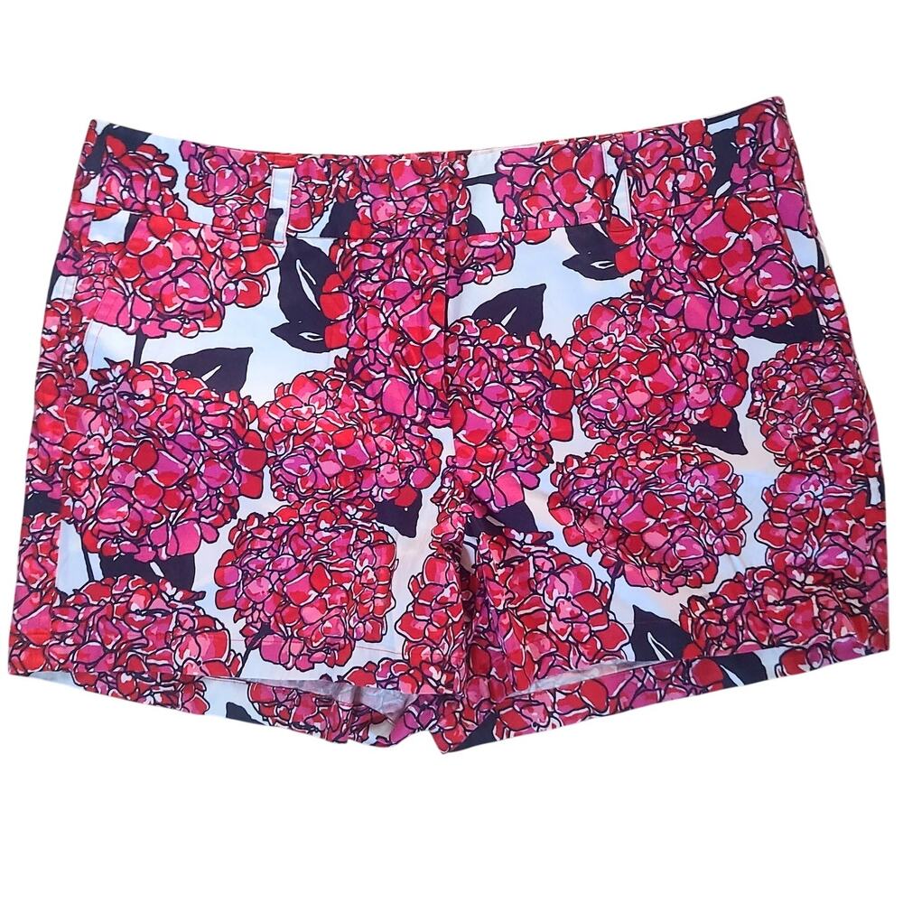 Vineyard Vines Women’s Shorts Size 14 Pink Hydrangea Floral Cotton Stretch